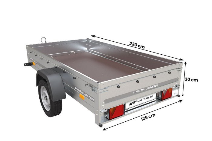 Remorque voiture simple essieu Unitrailer Garden Trailer 230 x 125 cm avec timon fixe 500/750 kg – Image 4